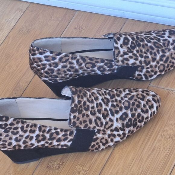 Alex Marie Wedge Kindee Calf Hair Leopard Print Almond Toe Slip-On Shoes 8.5 - Picture 3 of 16